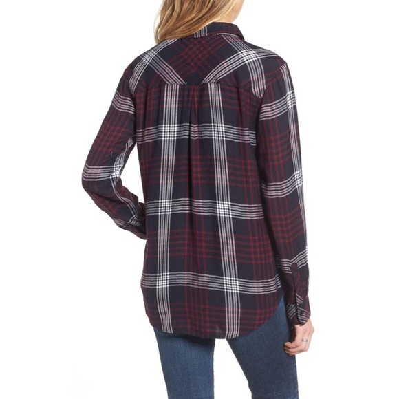 Rails Hunter Navy Merlot Plaid Button Down - Picture 2 of 11